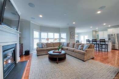 The fantastic family room is light & bright with a