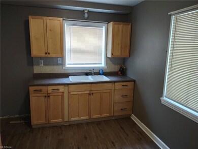 Kitchen featuring tasteful backsplash, sink, dark hardwood floors, and light brown cabinets