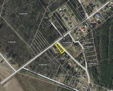 Aerial overview of property's location featuring property boundaries highlighted