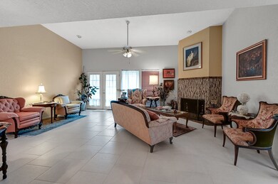 Living area with cozy fireplace.