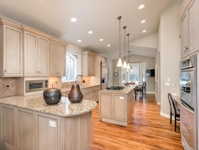 Spacious well planned Kitchen has a large granite 