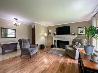 living room with gas fireplace