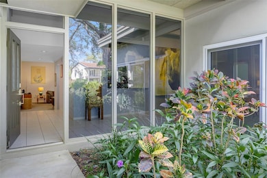 Entrance with large windows