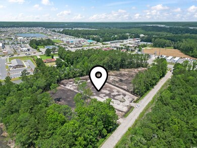 Aerial view of a heavily wooded area