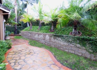 Private back yard with mature tropical landscaping