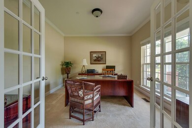Home office with french doors.