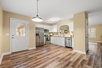 Kitchen with appliances with stainless steel finis