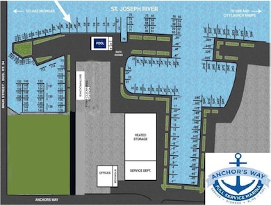 Anchors Way Marina Map with arrow
