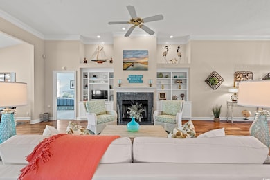 Living area featuring light wood-type flooring, a 