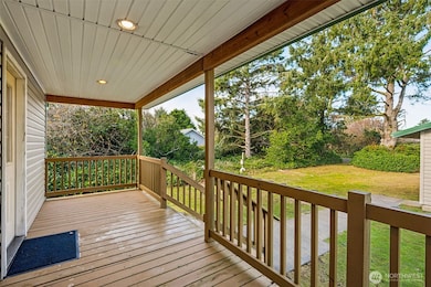 A welcoming extra large deck.