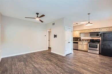 Kitchen with stainless steel appliances, ceiling 