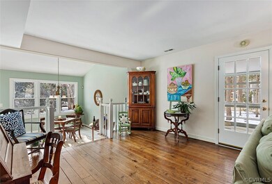 Rustic cabin feel with wood floors and so much bri