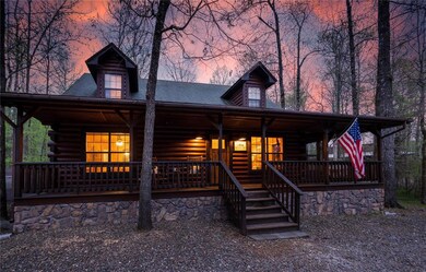 Log home with covered porch