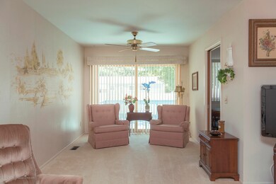 living room with new slider out to deck