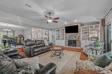 around fireplace