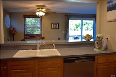 Nice view from the kitchen into dining room and ba