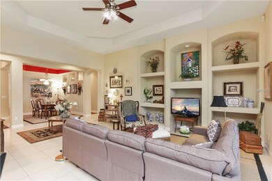 Great Room plan with tray ceiling and built ins