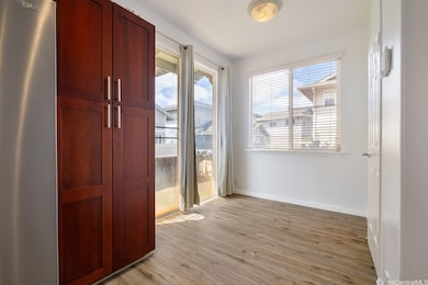 Built in storage next to the sliding door to your