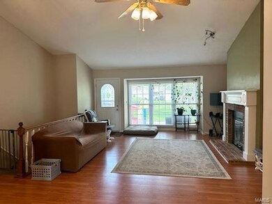 Cozy vaulted great room and f/place