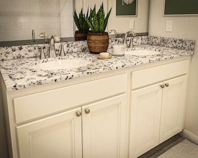 Primary bath with granite countertops