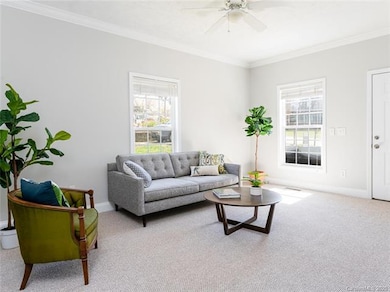 Living Room at 35 Wilmington Street located in West Asheville. This is a 3 Bedroom, 2 Bathroom, 1088 SQ FT home. Fresh paint and new carpet, this home is move-in ready!