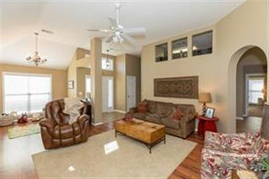 Large family room with great ceiling detail!