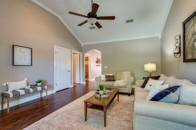 The vaulted ceilings open up the large living room.