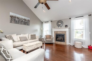 Great room with cathedral ceiling, direct vent gas