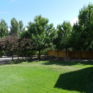 Rear yard with mature trees