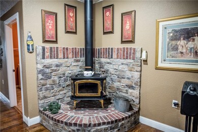 Wood burning stove in living room
