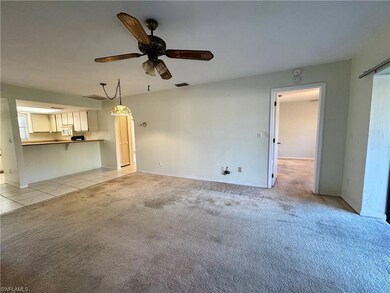 Unfurnished living room featuring light carpet and
