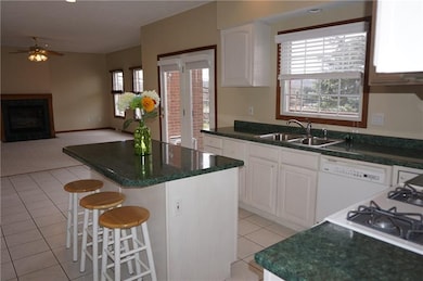 Kitchen/family room combination with lots of natur
