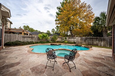 Just a lovely spot for coffee or tea in the morning or a glass of your favorite beverage on a warm day! The pool deck is Carvestone and brick pavers on BBQ area.