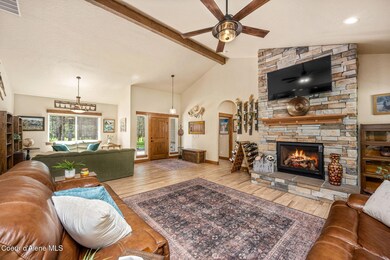 Massive stone fireplace