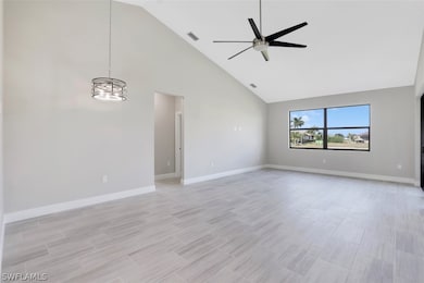 Completed product will have a high coffered ceiling instead of the cathedral ceiling shown in this photo.