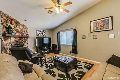 Stone fireplace