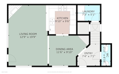 Floor Plan with estimated measurements.