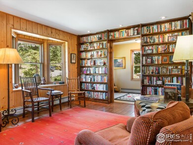 Custom live-edge bookshelves in the library