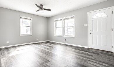 Living Room with new laminate flooring
