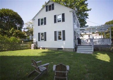 Side yard and backyard deck are...