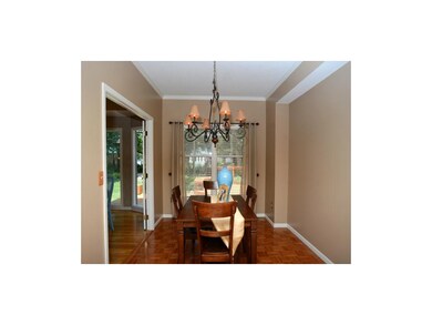 Formal dining room with parquet floor