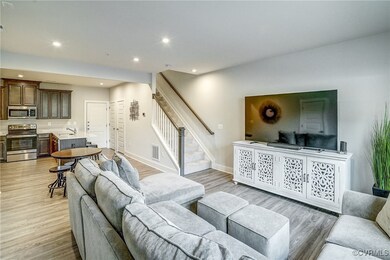 Living room featuring light hardwood / wood-style