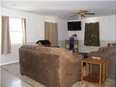The family room as viewed from the kitchen entranc