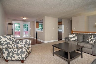 Open concept transition from the living room into 