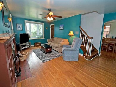 Living Room. With hardwood floors and a wood burni