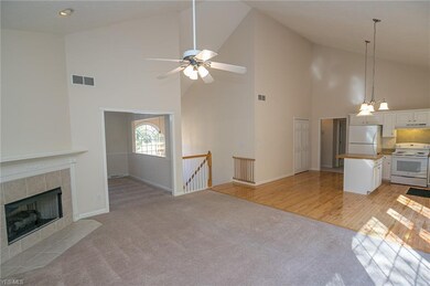 Open great room, dining room and kitchen