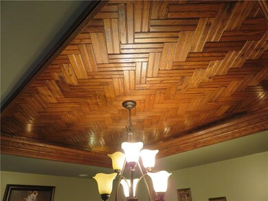Unique Wood ceiling in the spacious dining Room