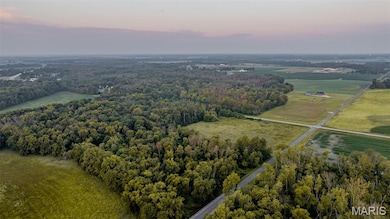 Aerial view at dusk of a rural view