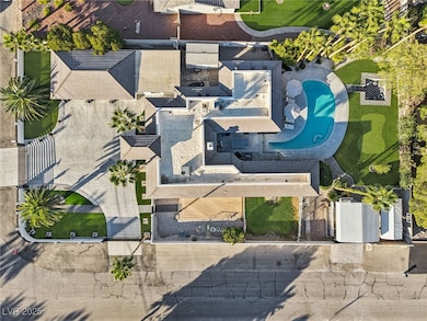 Aerial view of a pool