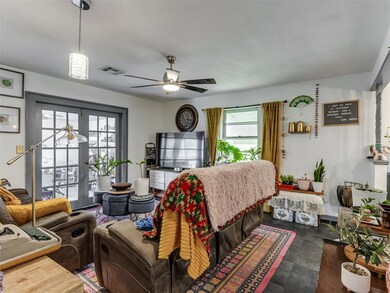 Bedroom with access to outside, ceiling fan, multi